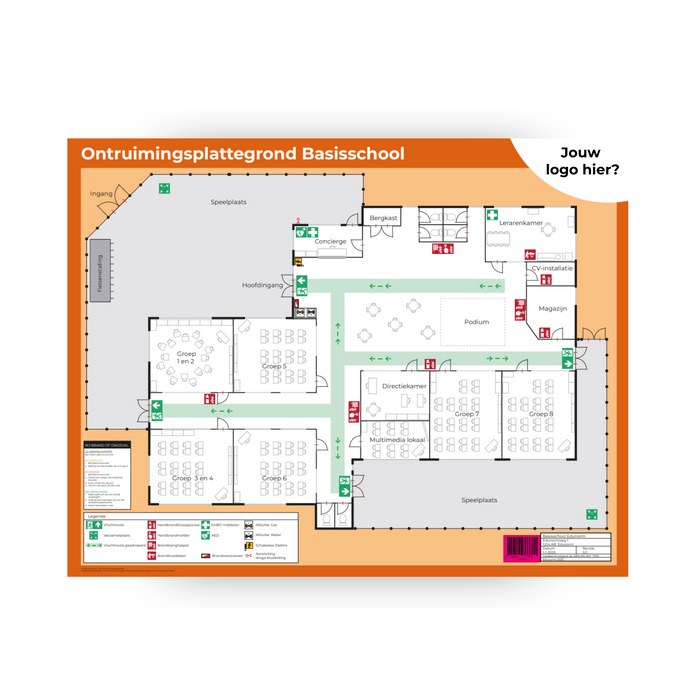 Table-top ontruimingsplattegrond Basisschool