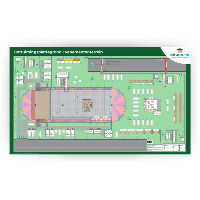 Ontruimingsplattegrond Evenemententerrein zonder pictogrammen - Norm NEN-EN-ISO 7010